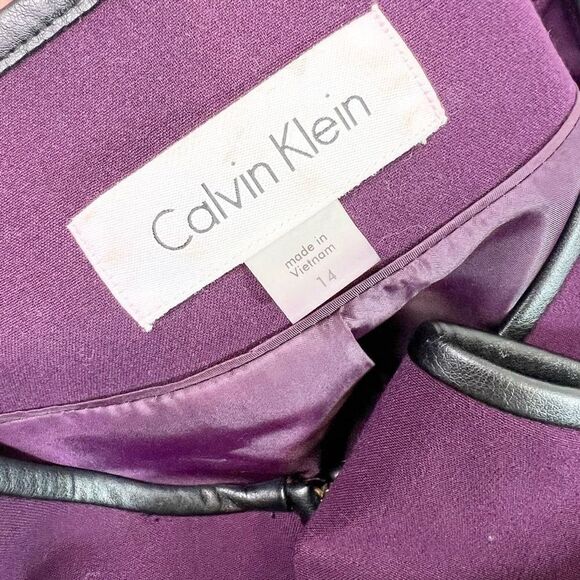 Calvin Klein Jacket Womens Size 14 Purple Front Zip Stretch Lined Blazer - Picture 7 of 12